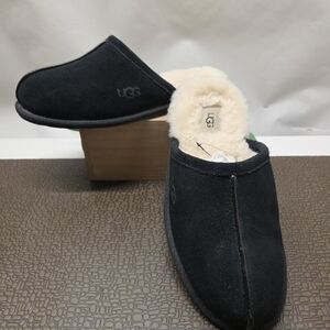 UGG SCUFF BLACK SUEDE SHEEPSKIN SLIDE SLIP-ON SLIPPERS SIZE US 9 MEN